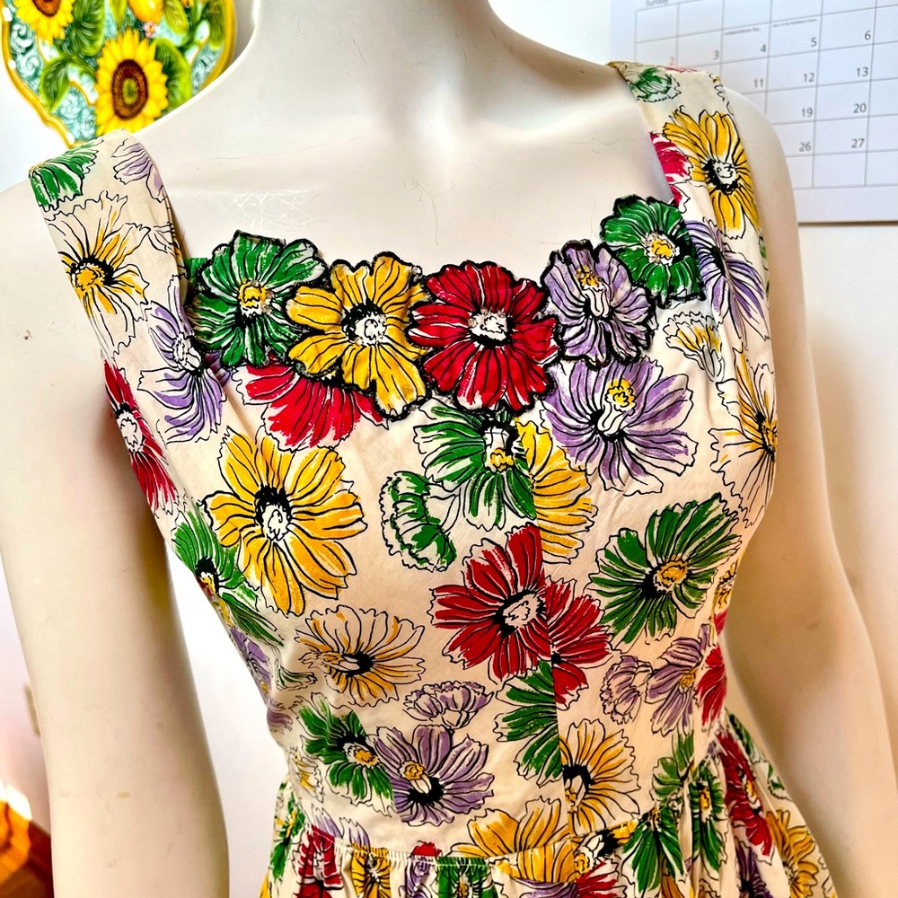 VINTAGE 1950S SAKS FIFTH AVENUE COTTON DRESS-GORGEOUS-S